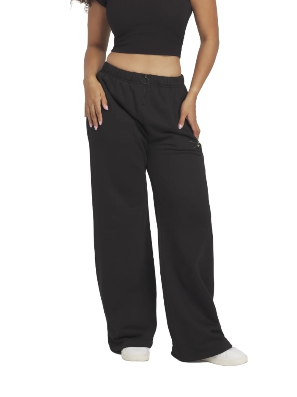 High-Rise Wide Leg Black Sweatpants for Women